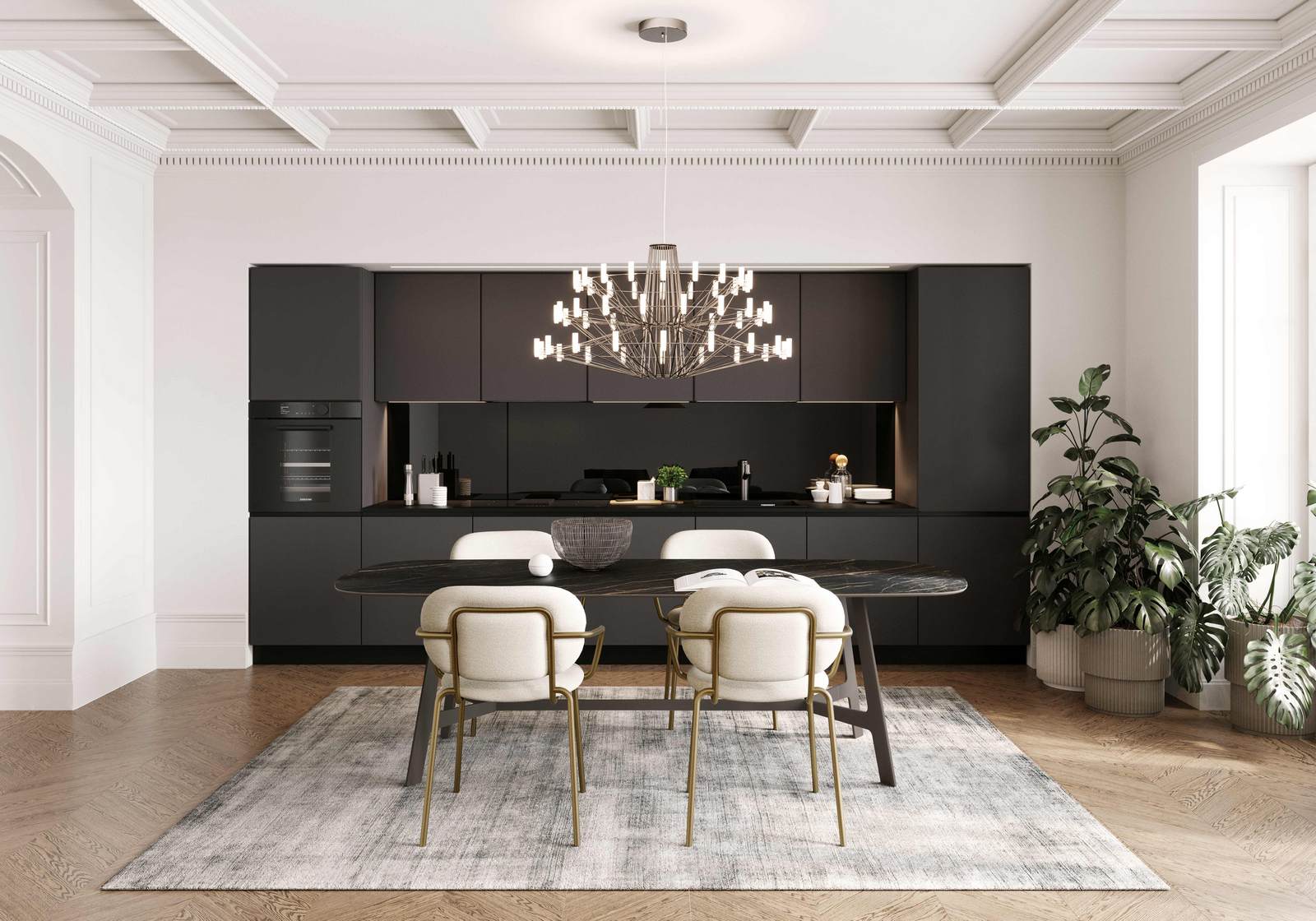 cucina La Casa Moderna laccata con colonne con tavolo con piano ceramica Bergamo1.JPG