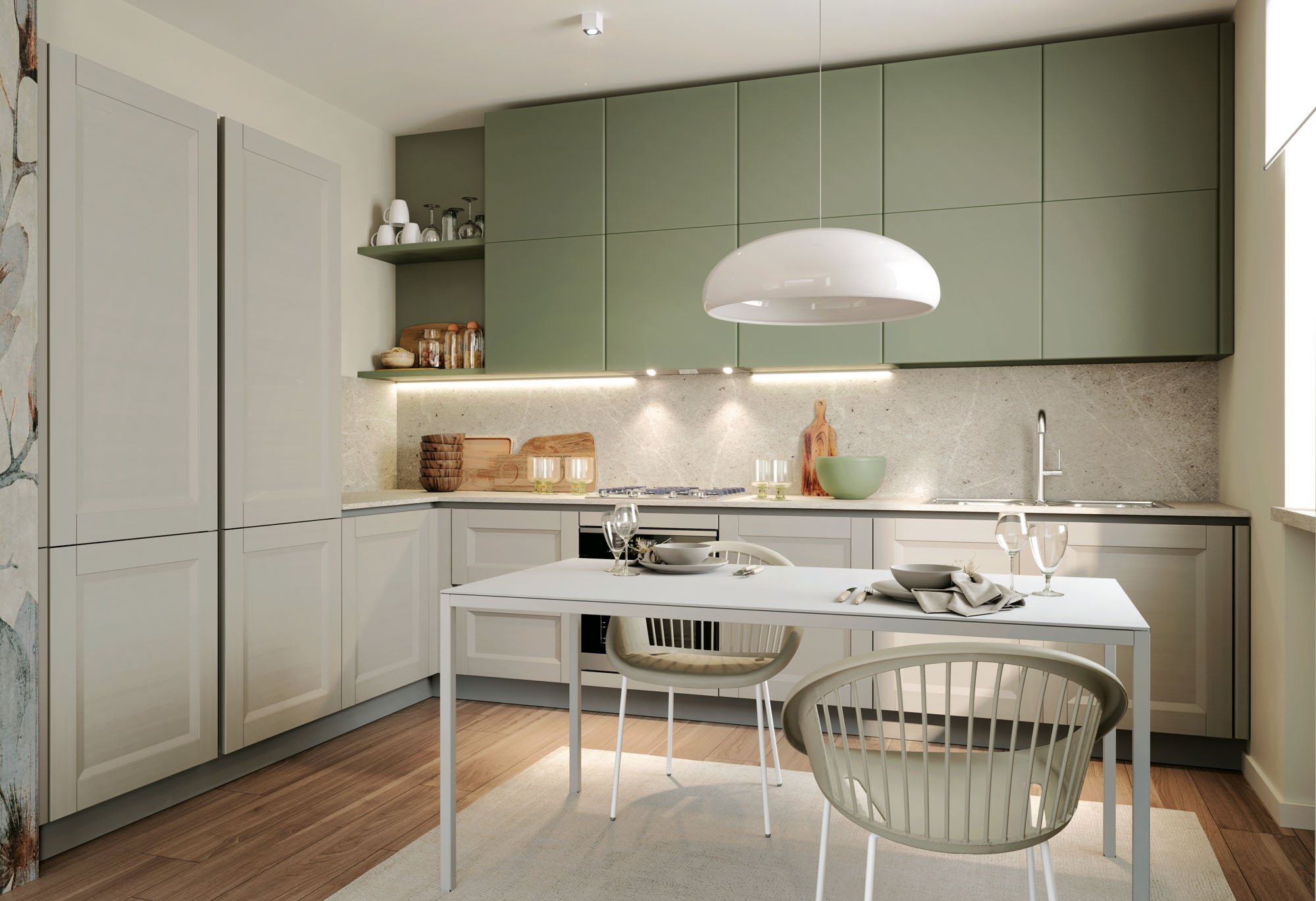 cucina la casa moderna Asia verde e bianca in vendita a Bergamo da Carminati e Sonzogni