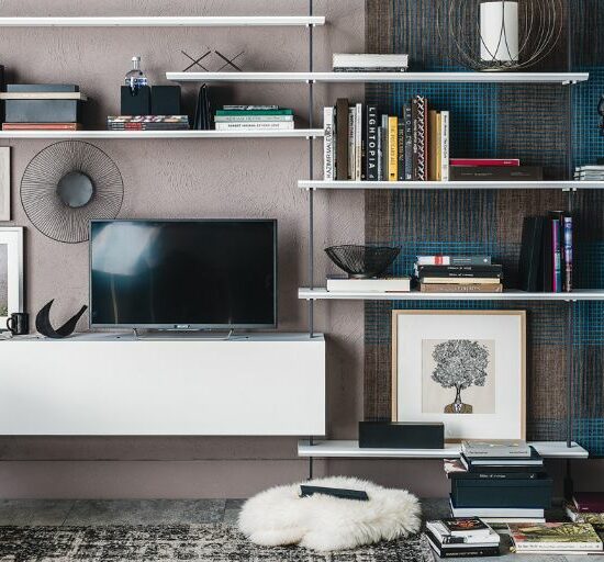 libreria Airport Cattelan a muro con tv