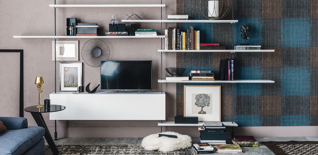 libreria Airport Cattelan a muro con tv