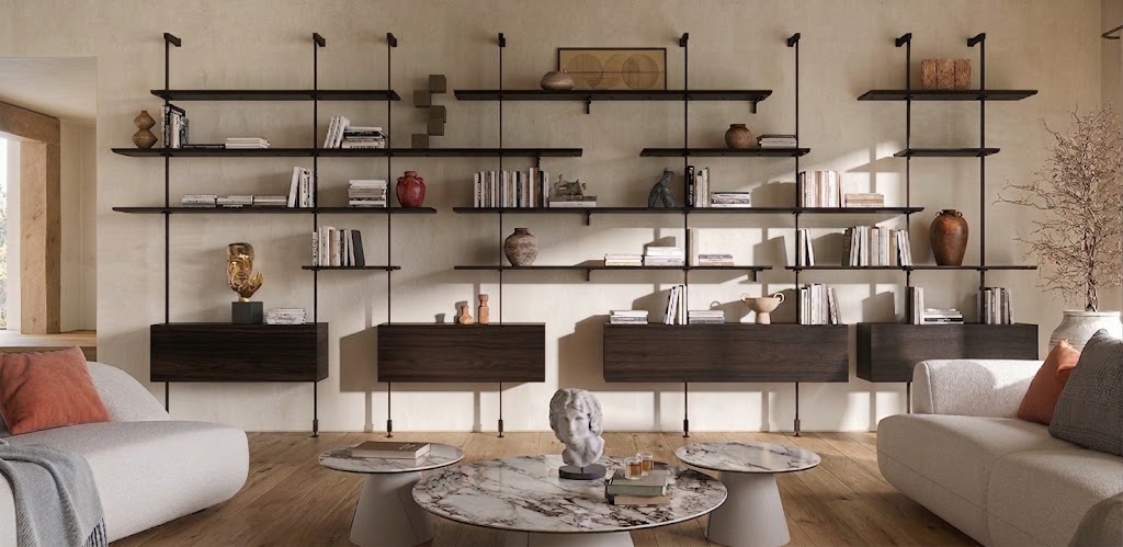 libreria Airport Cattelan a muro rovere scuro molto grande