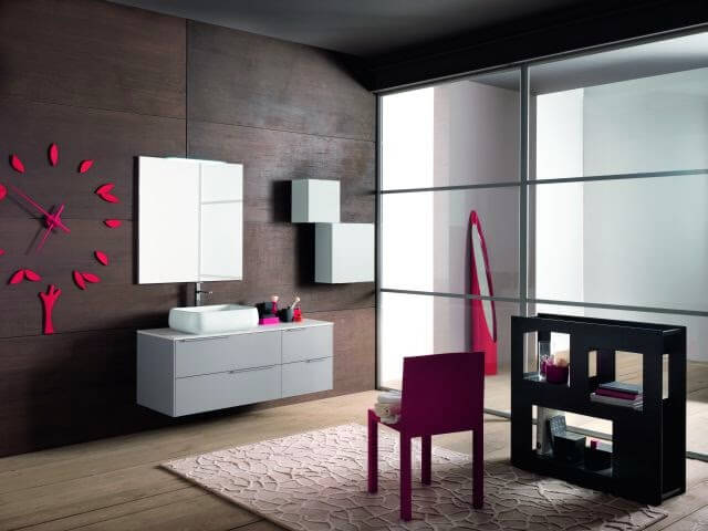 linea grigio chiaro composizione con lavabo sopra piano